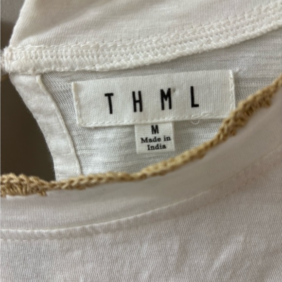 THML White Top with Multicolor Striped Ruffle Sleeves - Picture 2 of 5